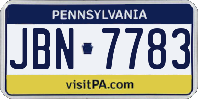 PA license plate JBN7783