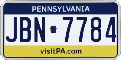 PA license plate JBN7784