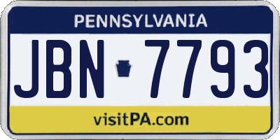 PA license plate JBN7793