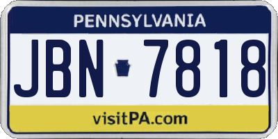 PA license plate JBN7818