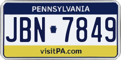 PA license plate JBN7849