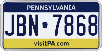 PA license plate JBN7868