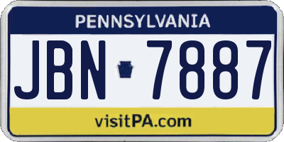 PA license plate JBN7887