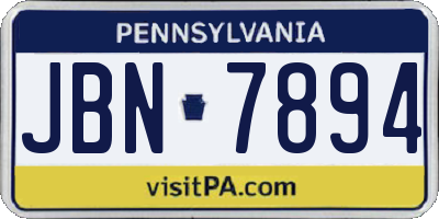 PA license plate JBN7894