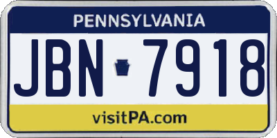 PA license plate JBN7918