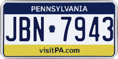 PA license plate JBN7943