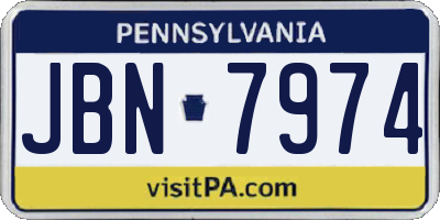PA license plate JBN7974