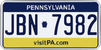 PA license plate JBN7982