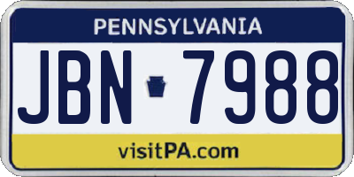 PA license plate JBN7988