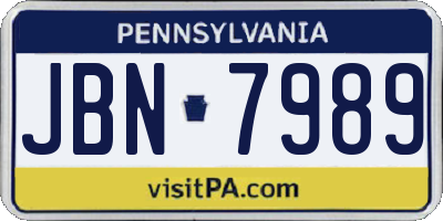 PA license plate JBN7989