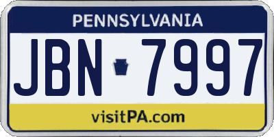 PA license plate JBN7997