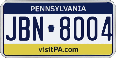 PA license plate JBN8004