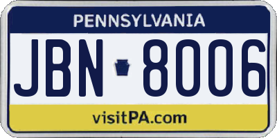 PA license plate JBN8006