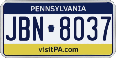 PA license plate JBN8037