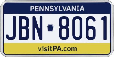 PA license plate JBN8061