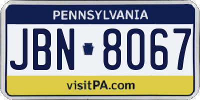 PA license plate JBN8067