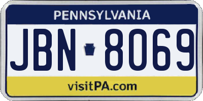 PA license plate JBN8069