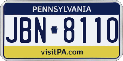 PA license plate JBN8110
