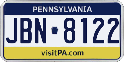 PA license plate JBN8122