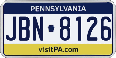 PA license plate JBN8126