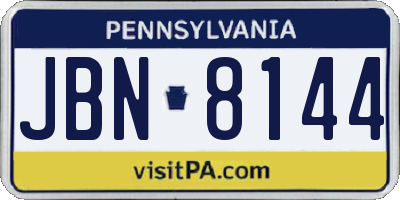PA license plate JBN8144