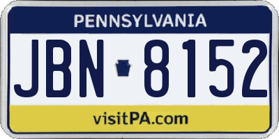 PA license plate JBN8152