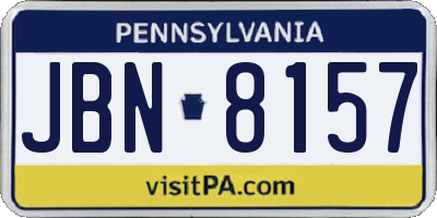 PA license plate JBN8157