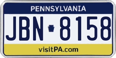 PA license plate JBN8158