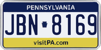 PA license plate JBN8169