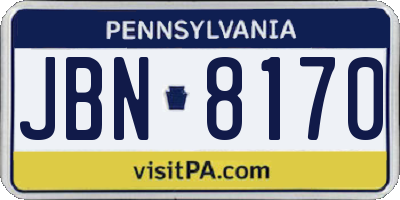 PA license plate JBN8170