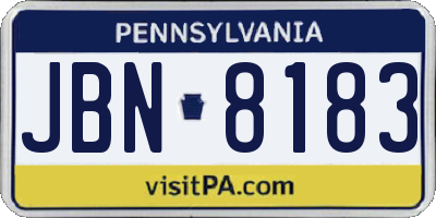 PA license plate JBN8183