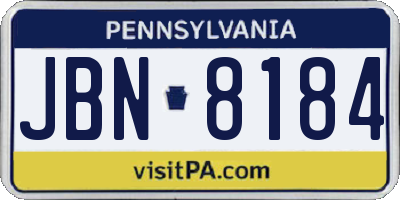 PA license plate JBN8184