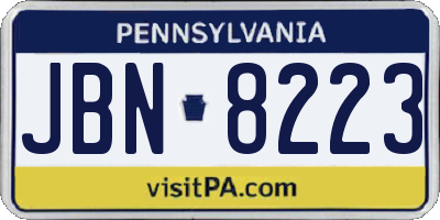 PA license plate JBN8223