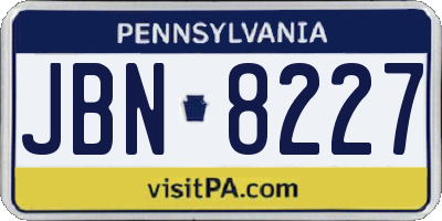 PA license plate JBN8227