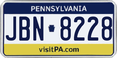 PA license plate JBN8228