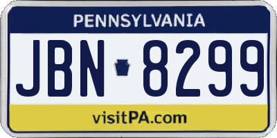 PA license plate JBN8299