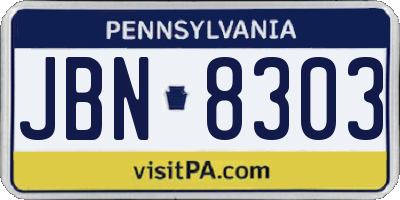 PA license plate JBN8303