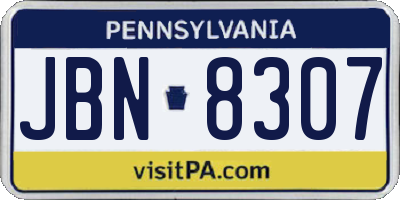 PA license plate JBN8307