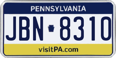 PA license plate JBN8310
