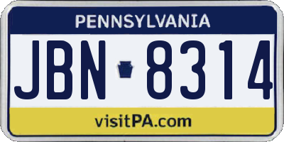 PA license plate JBN8314