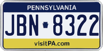 PA license plate JBN8322
