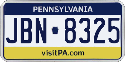 PA license plate JBN8325