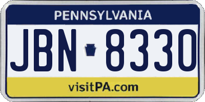 PA license plate JBN8330