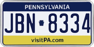 PA license plate JBN8334