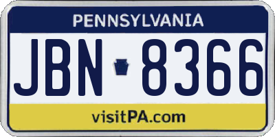 PA license plate JBN8366