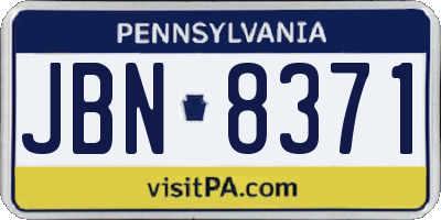 PA license plate JBN8371