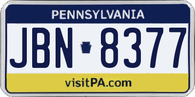 PA license plate JBN8377