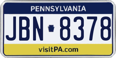 PA license plate JBN8378