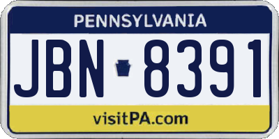 PA license plate JBN8391