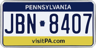 PA license plate JBN8407
